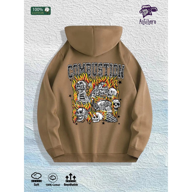 Antihero Combustion Graphic Hoodie 100% Cotton US Warehouse 7 ColorsColor: