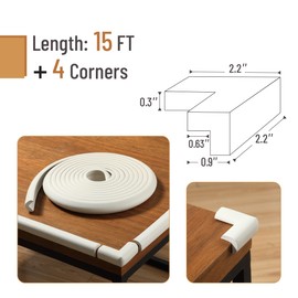 Mr. Pen- Furniture Corner & Edge Safety Bumpers, Small, 15ft Edge & 4 Corners, Baby Proof Corners and Edges, Baby Proofing Corner Guards, Baby Corner Protector Guards, Edge Protector for Baby