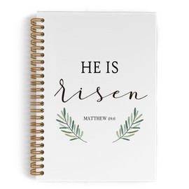 QLMX He Is Risen Christian Spiral Notebook, Bible Journal Notebook, Christian Scripture Notebooks for School Work, Bible Journaling, Easter Bible Office Supplies Gifts for Women Men, 5.5x8.3 Inch