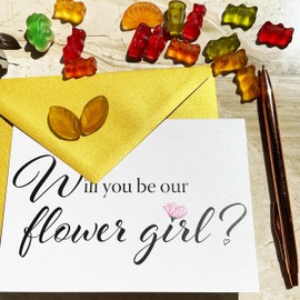 Will You Be Our Flower Girl Proposal Card, Cute and Sweet Wedding Flower Girl Invitation with Beautiful Designer Golden Shimmer Envelope (Flower Girl (1 card))