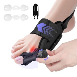 AKFDD Adjustable Bunion Corrector for Women Men - Bunion Fix for Big Toe Orthopedic Toe Splint Double Correction Separator, Relief for Hallux Valgus, Suitable for Left/Right Feet (1PC, Black)