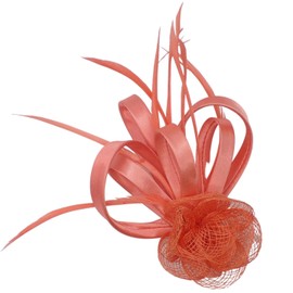 Topkids Accessories Mini Fascinator Hair Clips Small Fascinator Flower Hair Clip Wedding Clip Royal Ascot Hat Wedding Corsage on Clip and Brooch for Women Girls (Peach )