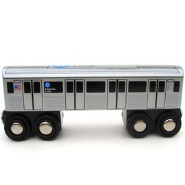 MUNI PALS Munipals New York City Subway Wooden Railway (B Division) C Train/8 Avenue Local–Child Safe and Tested Wood Toy Train