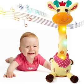 MIAODAM Dancing Talking Giraffe Toys Electronic Plush Toy Interactive Mimicking Toy with Recording and Repeating for Boys Girls Gift Children's Day Gift Musical Light Up Sensory Safe Soft Plush Fabric:_fawn