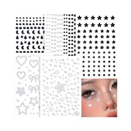 SAOROPEB 5 Sheets Face Gems Face Jewels Stickers, Self Adhesive Eye Body Face Nail Crystal Rhinestones Rainbow for Women Festival Accessory and Nail Art Decorations