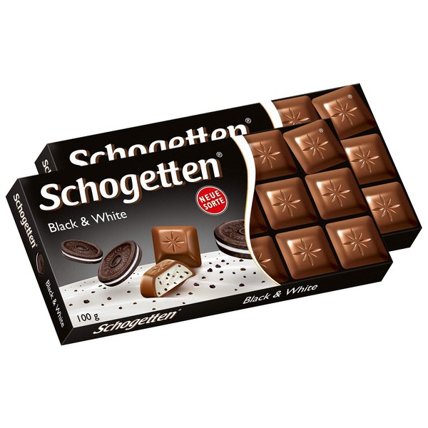 Schogetten Black & White Chocolate Bar Candy Original German Chocolate 100g/3.52oz (Pack of 2)
