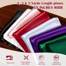 Satin Fabric by The Yard, 5 Yards 55" Wide Premium Forest Green Soft Silky Charmeuse Satin Fabric,Shiny Cloth Fabric for Bridal Wedding Dress,Clothing Making,DIY Crafts,Sewing,Home Decor