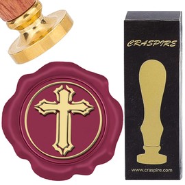 CRASPIRE Cross Wax Seal Stamps Vintage Removable Brass Sealing Stamp Heads 25mm with Wooden Handle for Wedding Valentine's Day Envelopes Letter Invitations Card DIY Craft Birthday
