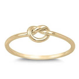 Gold-Tone Infinity Knot Promise Ring .925 Sterling Silver Love Band Size 11