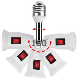 Jacqings 360 Degrees Adjustable E26 Socket Adapter with Independent Switch Control Light Bulb Socket, E26 Standard LED Bulbs 360 Degrees Adjustable 180 Degree Bendable (1 in 1)