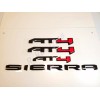GMC 4PCS Gloss Black Red AT4 HD Emblems Sierra Letters