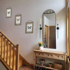 Large Black Metal Wall Candle Sconces Set of 2 - Tall Candle Holders for Living Room, Dining Room, Bedroom - Festival Decoration (23.6" H)