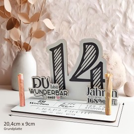 14 Geburtstag - 14 Jahre 3D-Holzkarte | Geldgeschenke, 14 Geburtstag Mädchen, 14 Geburtstag Jungen, 14 Geburtstag, 14. Geburtstag Mädchen, 14 Geburtstag Deko, 14. Geburtstag Jungen