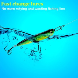 Broche de pesca, doble bloqueo de clips de terminal, de acero inoxidable de alta resistencia, de cambio rápido, señuelos de lubina para pesca de línea de pesca, 50 unidades (tamaño 5, prueba de 85 libras)