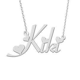 GR35Z9 Kiki Name Necklace Silver for Women Dainty Stainless Steel Initial Pendant Jewelry for Mom