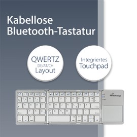 MediaRange kompakte Funk-Tastatur mit 63 Tasten und Touchpad, QWERTZ (DE/AT/CH) Tastaturbelegung, silber