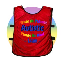 Autism Compassion Vest - Austism Clothing - Vest for Child or Adult with Autistm - Please Be Kind Please Be Patient Top - Safety Vest for Person on the Spectrum - Red or Blue
