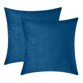 Sugarchic Velvet Midnight Blue Throw Pillow Covers 16x16 Inches Pack of 2 Soft Decorative Square Cushion Covers for Couch Sofa Bed Livingroom Car,40x40Cm
