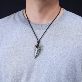 COAI Wolf Tooth Amulet Dragon Blood Stone Pendant Necklace for Men Women