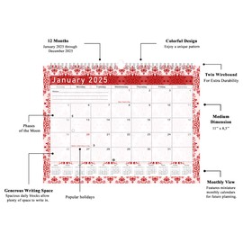 2025 Monthly Spiral-Bound Wall/Desk Calendar - 12 Months Desktop/Wall Blotter Calendar/Planner - (Edition #05)
