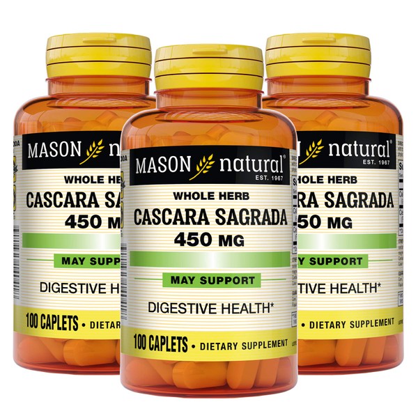 Mason Natural Cascara Sagrada 450 mg 100-caplets Bottles (Pack of 2)