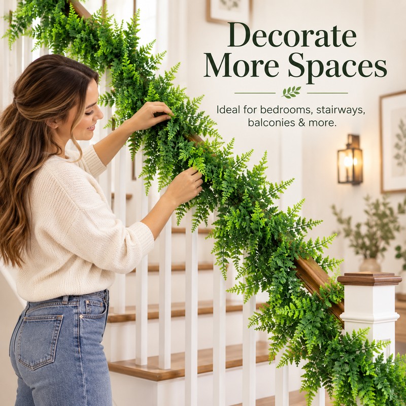 Artificial Hanging Fern Vine for Home & Garden Decor –