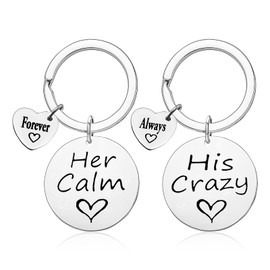 Funny Couple Keychain Set for Boyfriend Girlfriend Anniversary Keychain Gift for Husband Wife His and Her Gifts Wedding Gift for Fiance Fiancee Valentine's Day Birthday Gifts for Women Men