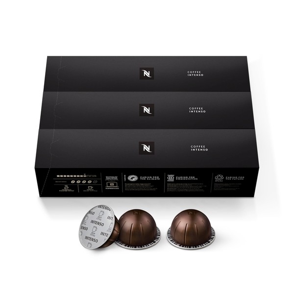Nespresso Capsules Vertuo, Intenso, Dark Roast Coffee, 30-Count Coffee Pods,