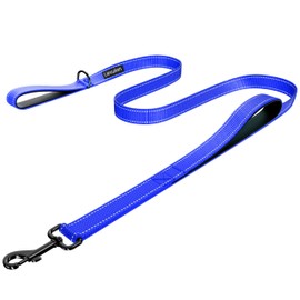 LIEVUIKEN Dog Leash 6ft Long, Double Handle Dog Leash for Safety Control Training, Heavy Duty Dog Leads with Traffic Padded Handles, Reflective Leashes for Small Medium Large Dogs(6ft, Navy Blue)