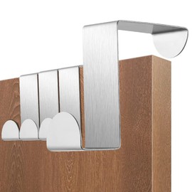 flintronic Over Door Hooks, 8PCS Heavy-Duty Over Door Hanger, Stainless Steel Coat Hooks Wall Mounted for Doors, Bedroom, Bathroom, Wardrobe, Reversible Organizer Rack for Coat, Towel, Bag, Robe