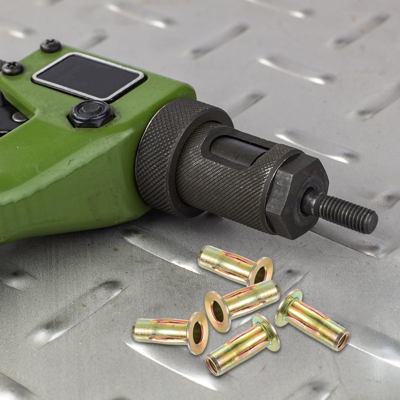 sourcing map Multi-Grip Rivet-Nut, M8 Pre-Bulbed Shank Carbon Steel Color-Zinc-Plated