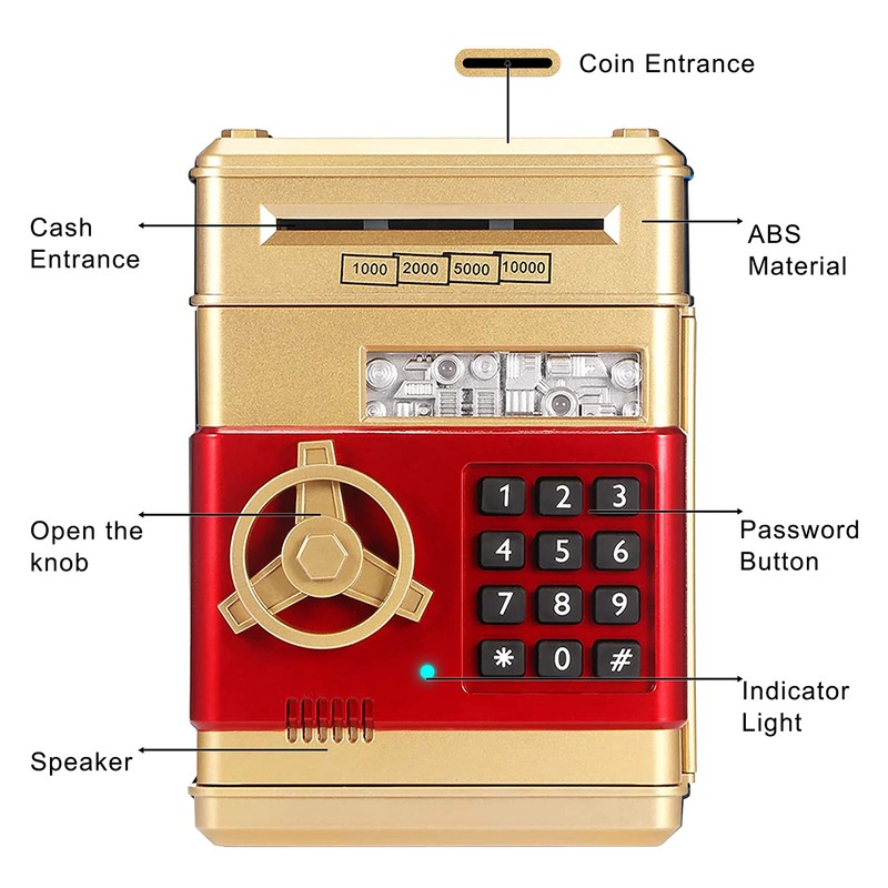 Auped Electronic Money Box with Password, Money Box, Mini Bancomat