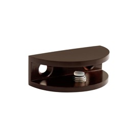 Dulles Glass Floating Shelf Brackets, Rounded Clamps Heavy Duty, Oil Rubbed Bronze, for Glass, Wood, Acrylic Wall Mounted Shelf Support. 1 Piece.