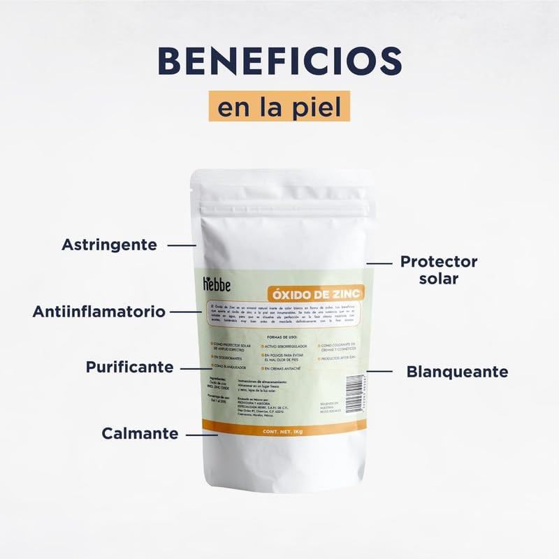 Hebbe - Óxido de Zinc Puro, Protector UV y Antimicrobiano