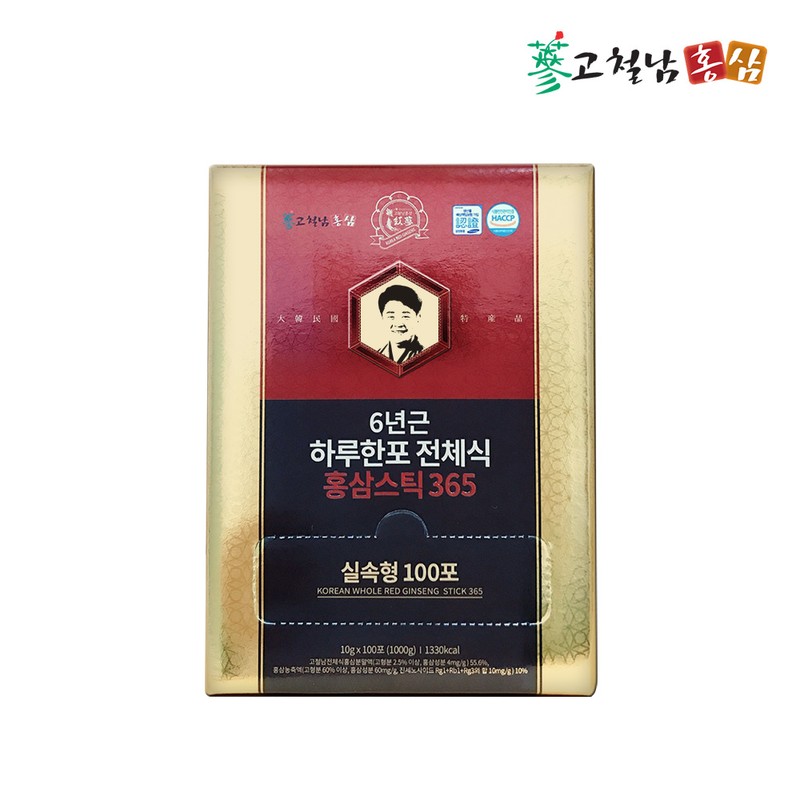 Gocheolnam Hong Sam 고철남홍삼 짜먹는6년근 하루한포 전체식 홍삼스틱365 실속형 10g
