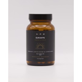APE Nutrition Dawn Organic Cordycep Lion’s Mane Mushroom Blend Capasules (80 Capsules) - Certified Organic, Improve Energy Focus & Memory, UK Mushroom Supplements, 100% Pure No Filler