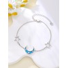 WINNICACA 925 Sterling Silver Blue Opal Moon and Stars Bracelet