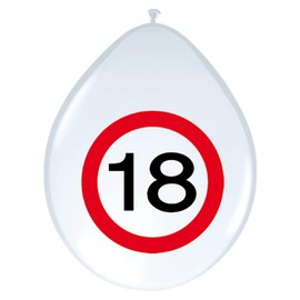 Folat 05367 18th Birthday Traffic Sign Balloons - 8 pieces, White