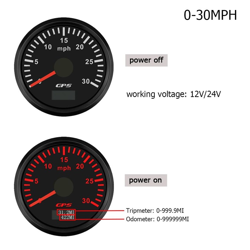 2" 52mm ATV Truck MPH GPS Speedometer Gauge Odometer with