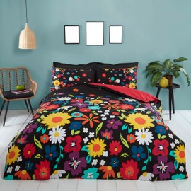 Rapport Home Brighton Floral Black Duvet Cover Set Single Multicoloured Flowers