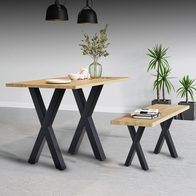 ALLCOS 28 Inch X-Shape Table Legs - Metal Coffee Table