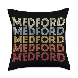 Medford Massachusetts Medford MA Retro Vintage Text Throw Pillow, 18x18, Multicolor