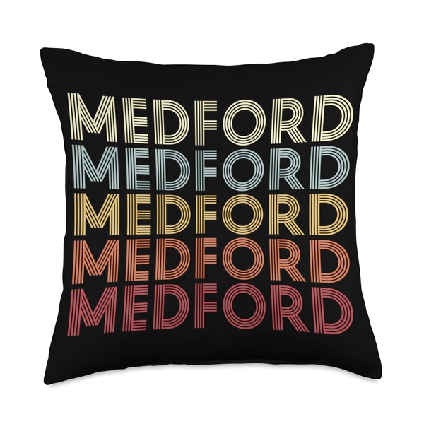 Medford Massachusetts Medford MA Retro Vintage Text Throw Pillow, 18x18,