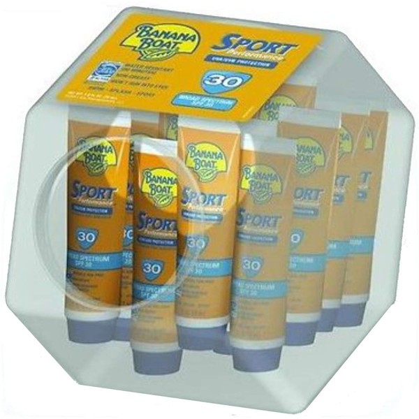 Banana Boat Sport Performance Sunscreen Lotion 30 SPF, 1 oz, Fishbowl 24 count each (Value Pack of 6)