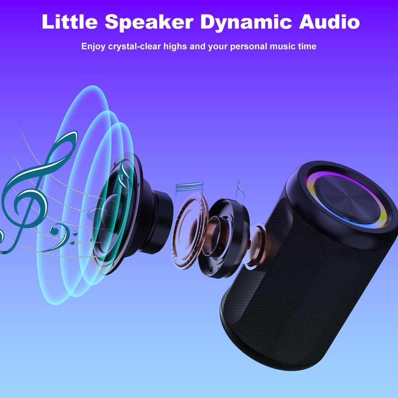CofunKool Small Portable Bluetooth Speaker with RGB Light, Clear Stereo