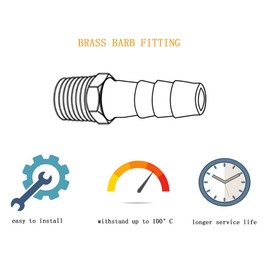 Joywayus Brass Hose Fittings,3/8" Hose ID x 1/8" Male NPT Adapter,Hose Barb to Male Pipe Fittings(Pack of 10)