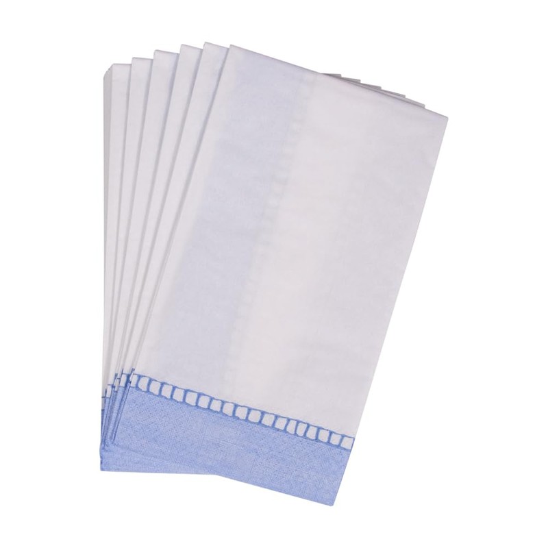 Caspari Linen Border Paper Guest Towel Napkins in Light Blue