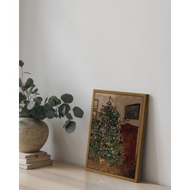 ARPEOTCY Vintage Christmas Framed Wall Art, 8x10in, Antique Winter Christmas Tree Canvas Wall Decor Paintings for Living Room, Rustic Country Holiday Prints for Bedroom Bathroom, Christmas Gifts