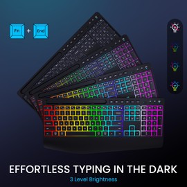 Wireless Keyboard and Mouse Combo - Dual System Gaming RGB Backlit Mouse and Keyboard,2.4G Rechargeable,Full-Sized Ergonomic Silent Design with Phone Holder for Windows Mac PC Laptop