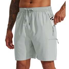 Willit Men's Hiking Cargo Shorts Quick Dry Golf Athletic Shorts 7" Lightweight Summer Shorts with Pockets Light Gray L